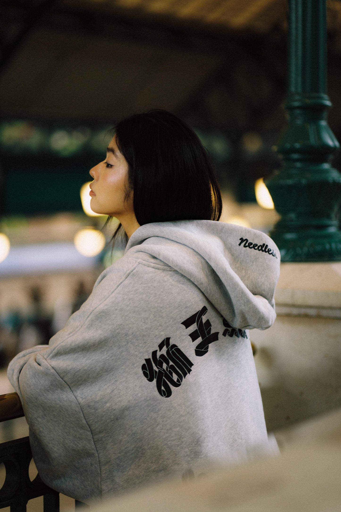 URDU X NEEDLESS DONALD DUCK KUNG FU ZIP UP HOODIE/ GREY