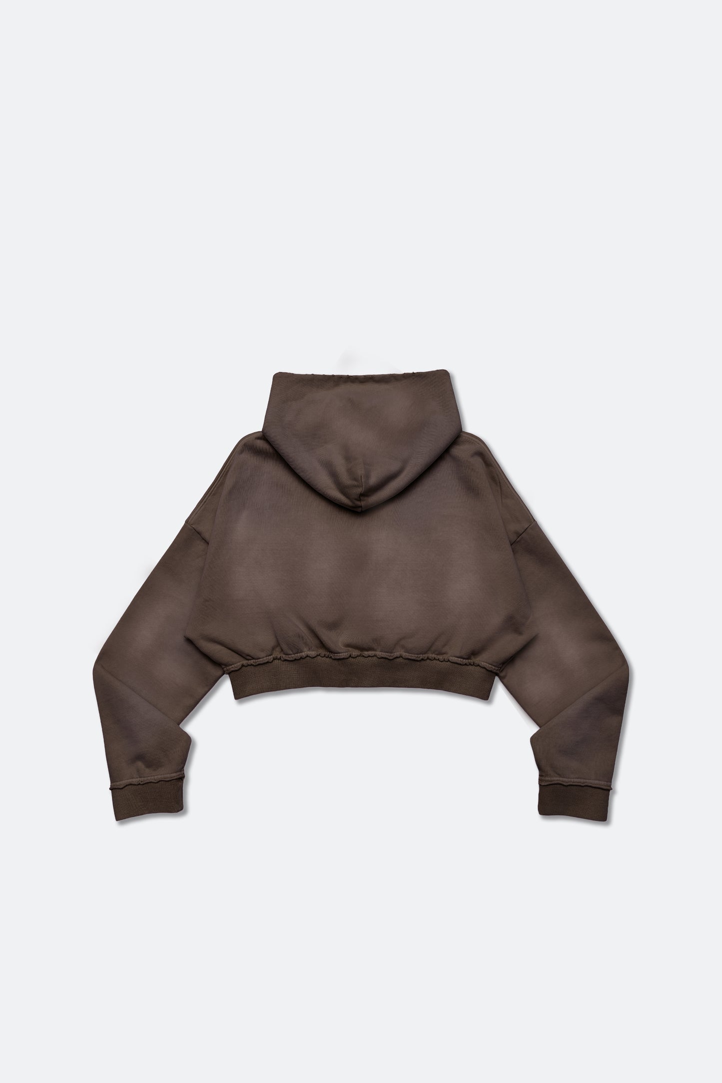 GROCERY FADE WASHED CROPPED ZIP UP HOODIE/ WASHED BROWN