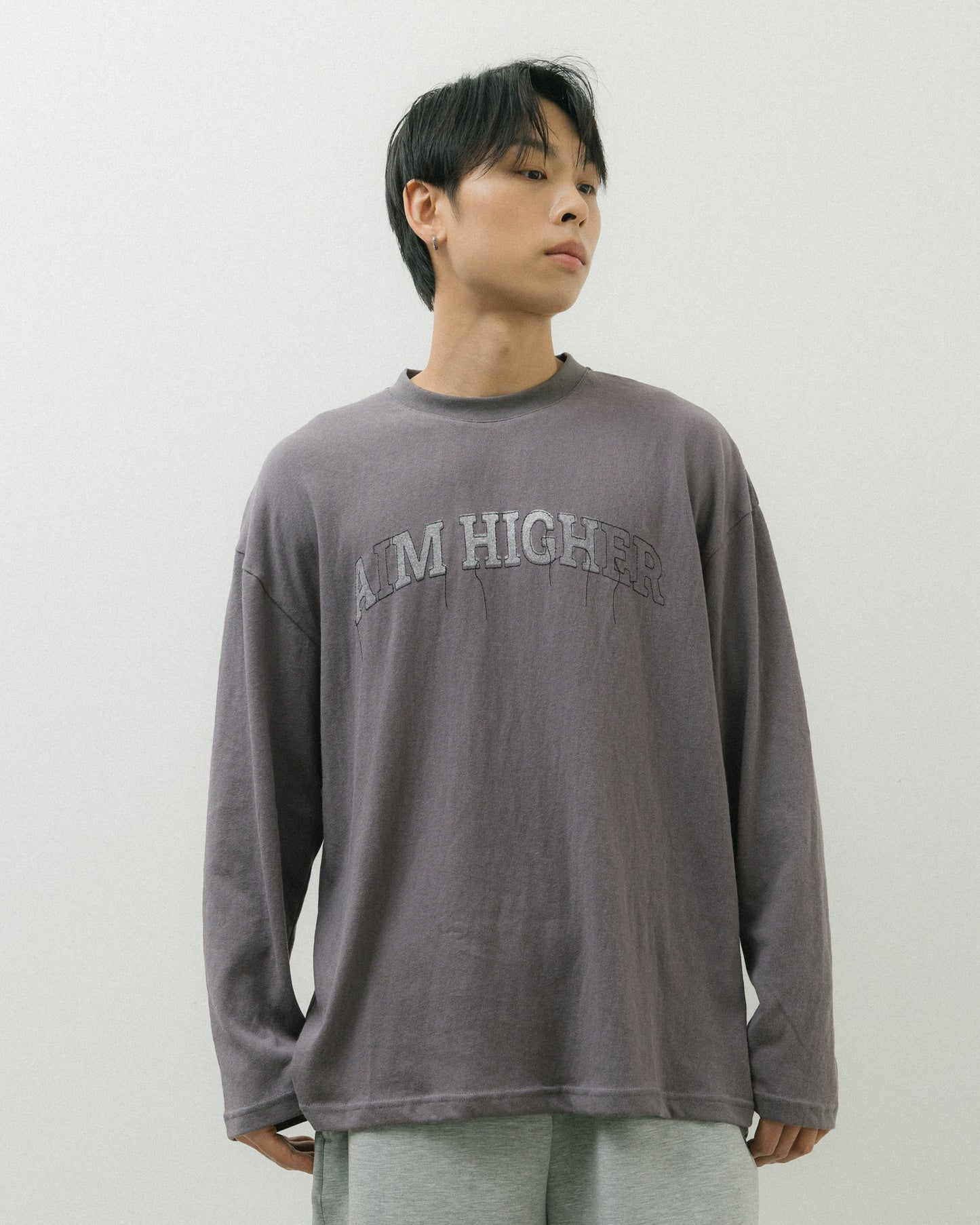Aim Higher Club College Unisex Long Tee/ Grey