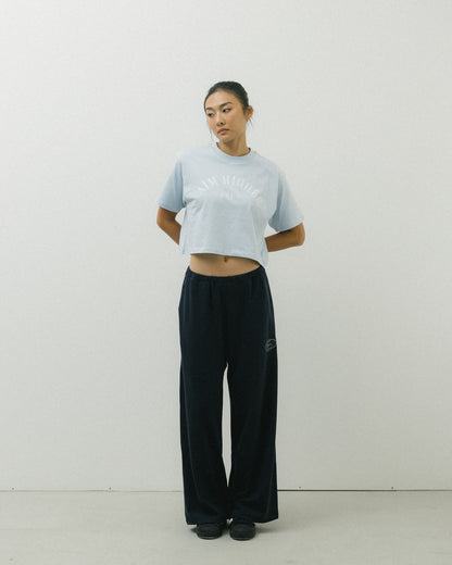 Aim Higher Club Basic Crop Tee/ Grey Baby Blue