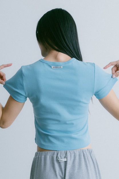Aim Higher Club Essential Fitted Tee/ Vintage Sky Blue