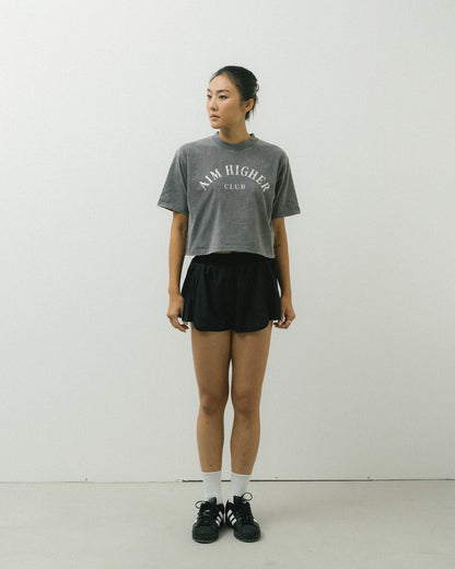 Aim Higher Club Basic Crop Tee/ Washed Charcoal