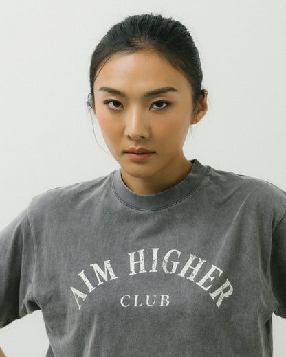 Aim Higher Club Basic Crop Tee/ Washed Charcoal