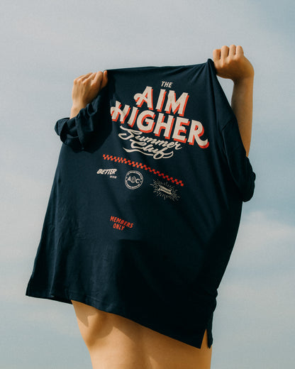 Aim Higher Club x Imaginary Mechanic Summer Club Unisex Logo Tee/ Navy