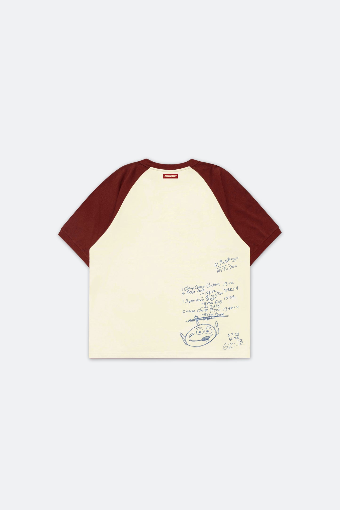 GROCERY | TARMAC | TOY STORY KIDS PIZZA PLANET HAND DRAWN RAGLAN TEE/ RED & IVORY