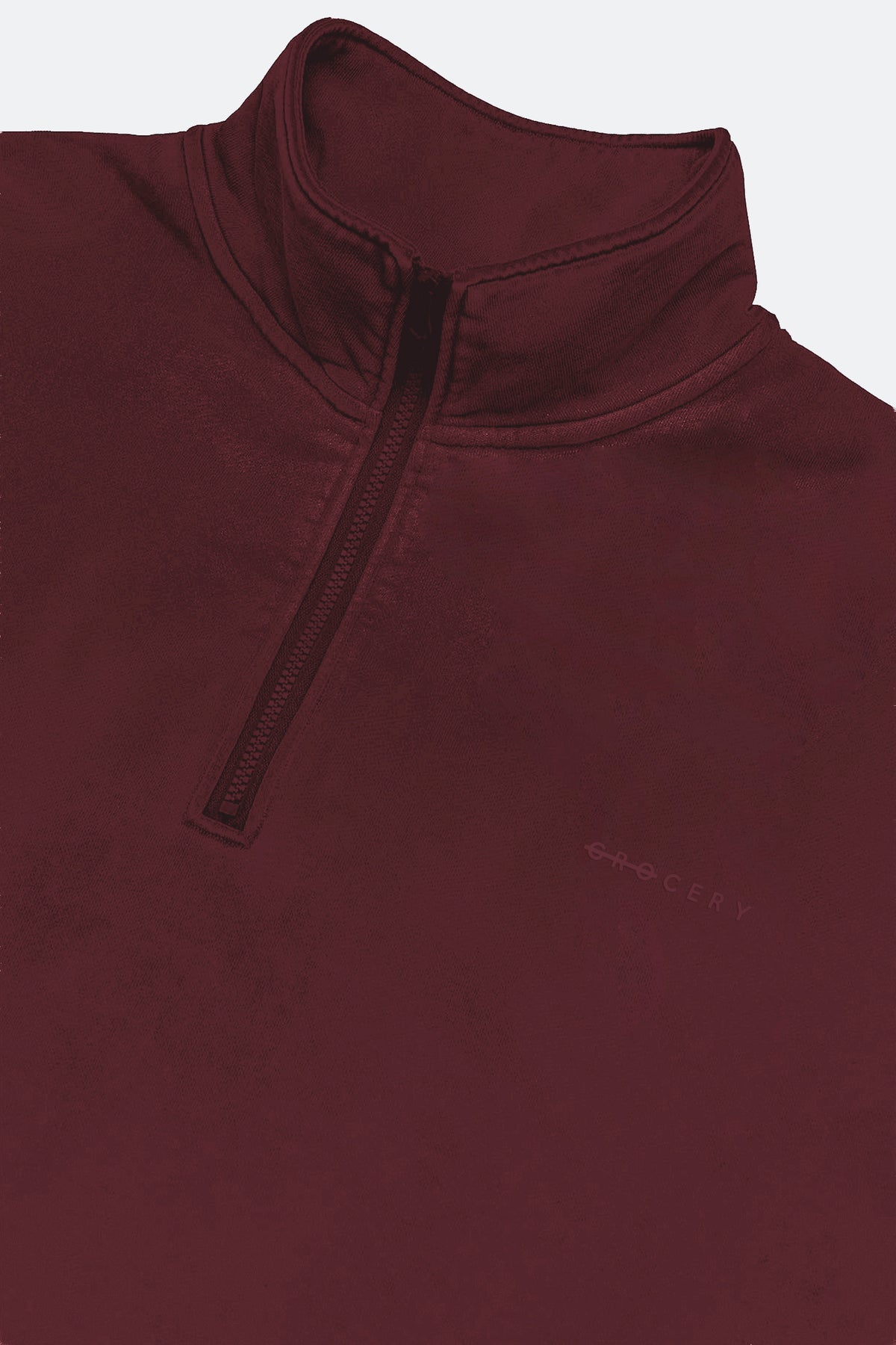 GROCERY BASIC WASHED HALF ZIP SWEATER/ BURGUNDY