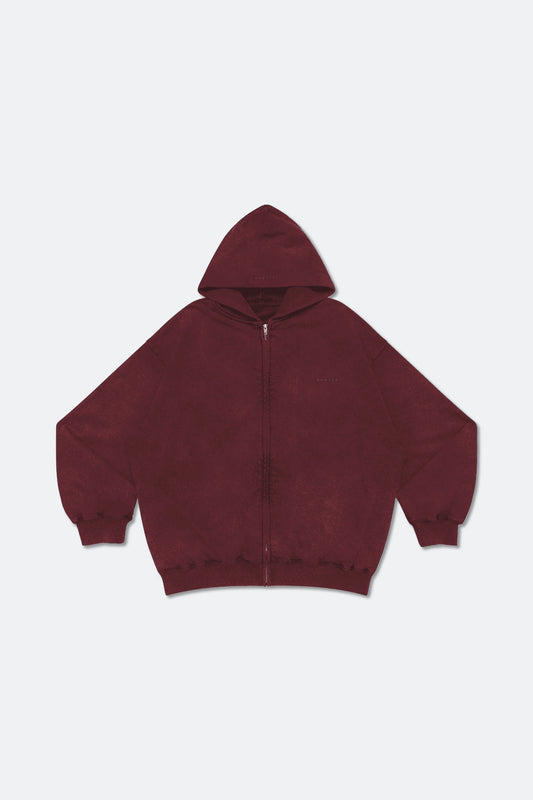 GROCERY BASIC WASHED ZIP UP HOODIE/ BURGUNDY