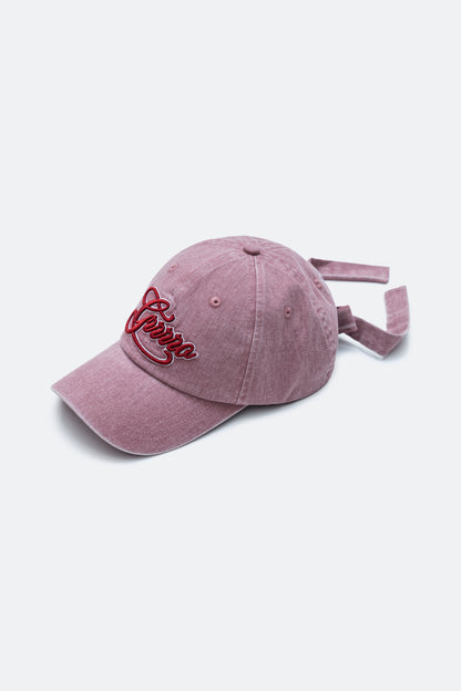 GROCERY x GRRRR WASHED LOGO CAP WITH BOW/ DUSTY PINK