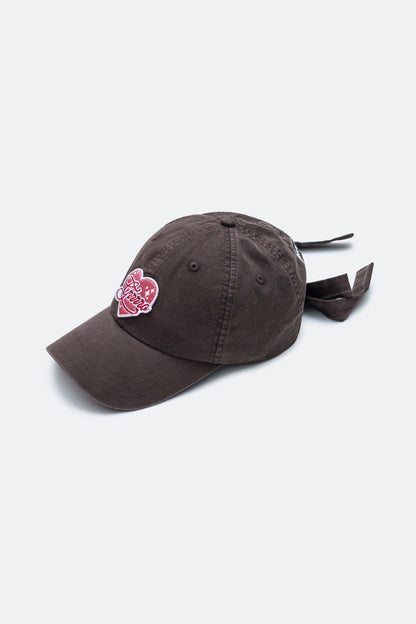 GROCERY x GRRRR WASHED LOGO CAP WITH BOW/ BROWN