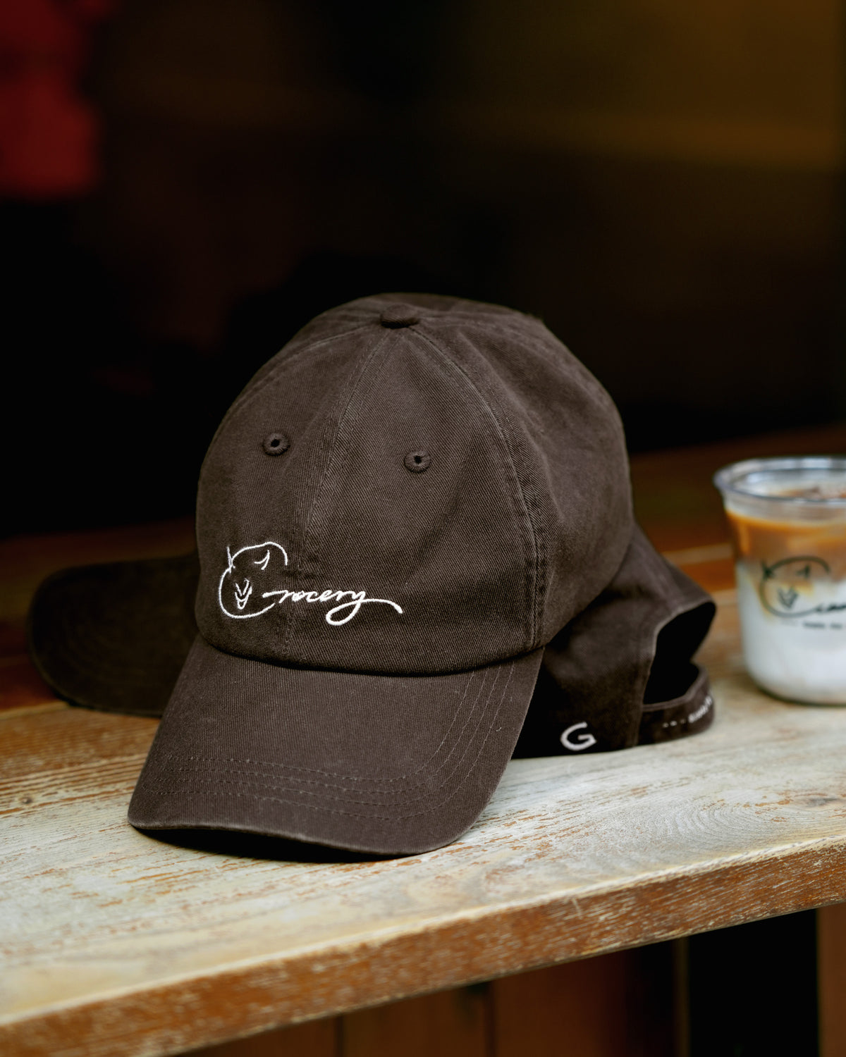 GROCERY X CUMA CAFE WASHED LOGO CAP/ BROWN