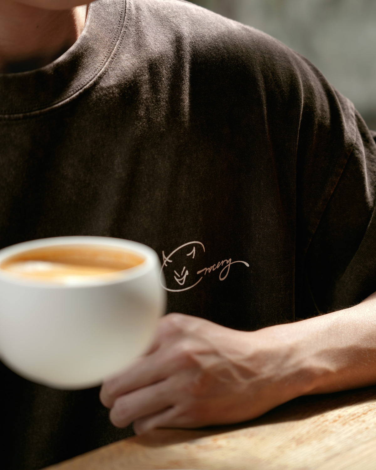 GROCERY X CUMA CAFE WASHED GRAPHIC TEE/ BROWN