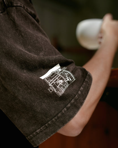 GROCERY X CUMA CAFE WASHED GRAPHIC TEE/ BROWN