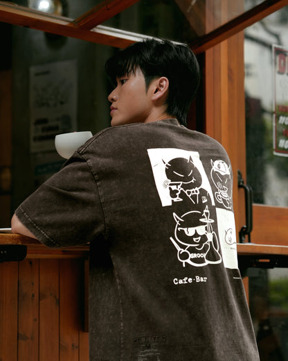 GROCERY X CUMA CAFE WASHED GRAPHIC TEE/ BROWN