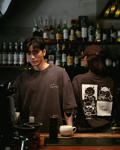 GROCERY X CUMA CAFE WASHED GRAPHIC TEE/ BROWN