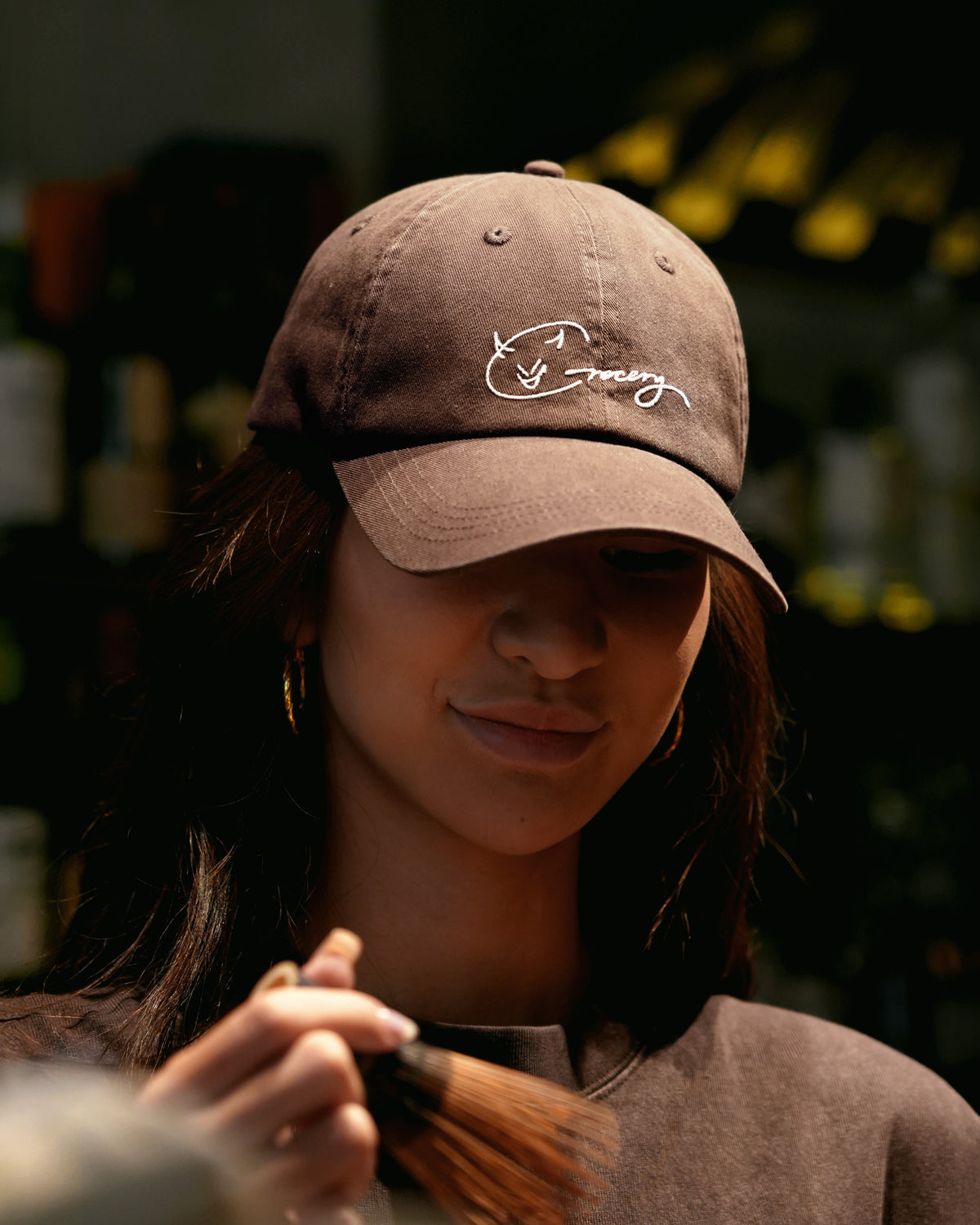 GROCERY X CUMA CAFE WASHED LOGO CAP/ BROWN