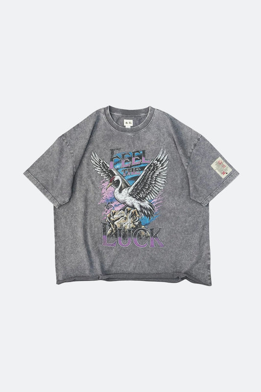 CLUB STUBBORN X OLDSOILISM THE LUCKY CRANE TEE/ WASHED GREY