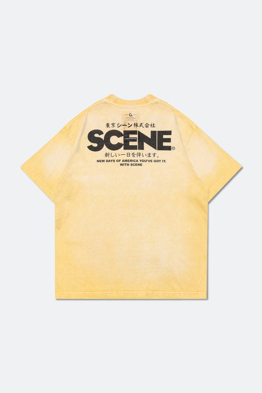 GROCERY x SCENE RETRO LOGO WASHED TEE/ FADED YELLOW