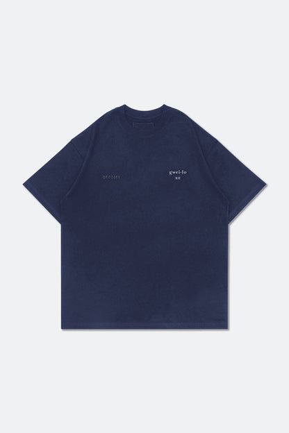 GROCERY x GWEILO BEER GRAPHIC INVOICE BOXY TEE/ NAVY