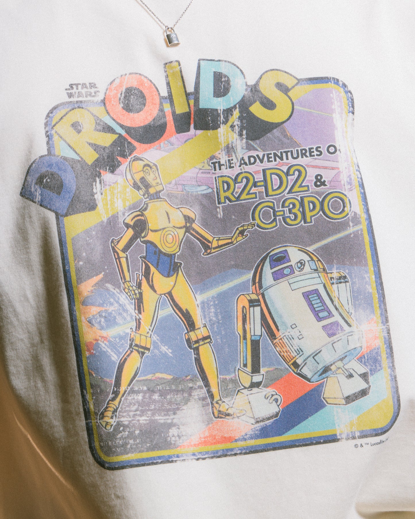 GROCERY STAR WARS THE DROIDS VINTAGE RINGER TEE/ BROWN AND IVORY