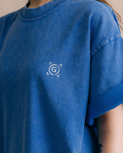 GROCERY DAILY ESSENTIALS WASHED GRAPHIC BOXY TEE/ BLUE