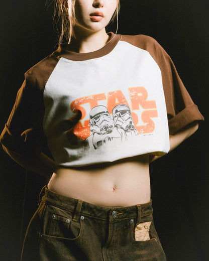 GROCERY STAR WARS VINTAGE STORMTROOPERS RAGLAN TEE/ DARK BROWN AND IVORY