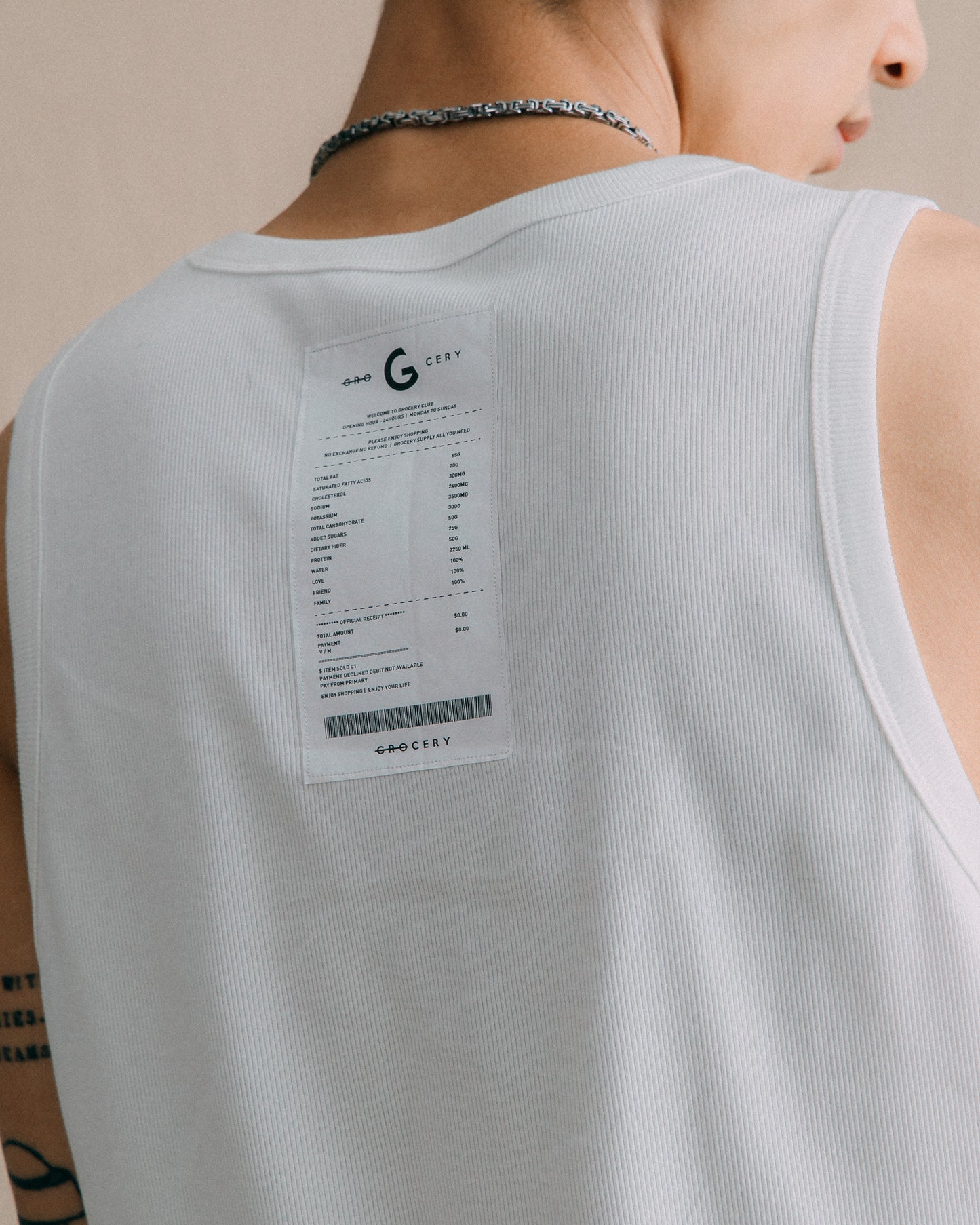 GROCERY INVOICE TANK TOP/ WHITE