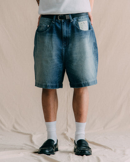 GROCERY G LOGO WASHED DENIM SHORTS/ FADED BLUE