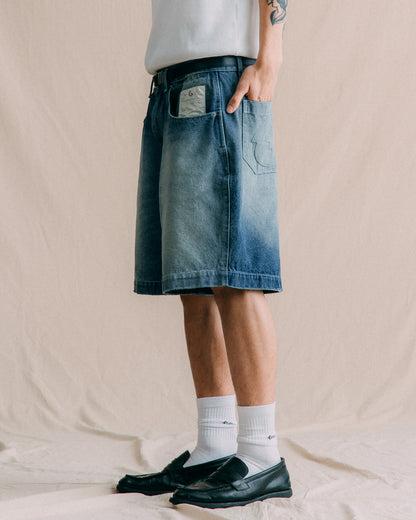 GROCERY G LOGO WASHED DENIM SHORTS/ FADED BLUE