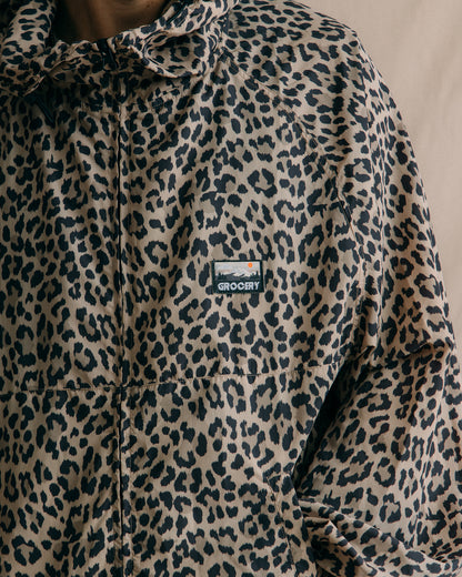 GROCERY PACKABLE NYLON WINDBREAKER/ LEOPARD