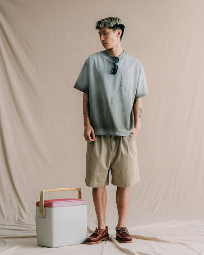 GROCERY WASHED DOUBLE POCKET DISTRESSED CHINO SHORTS/ KHAKI