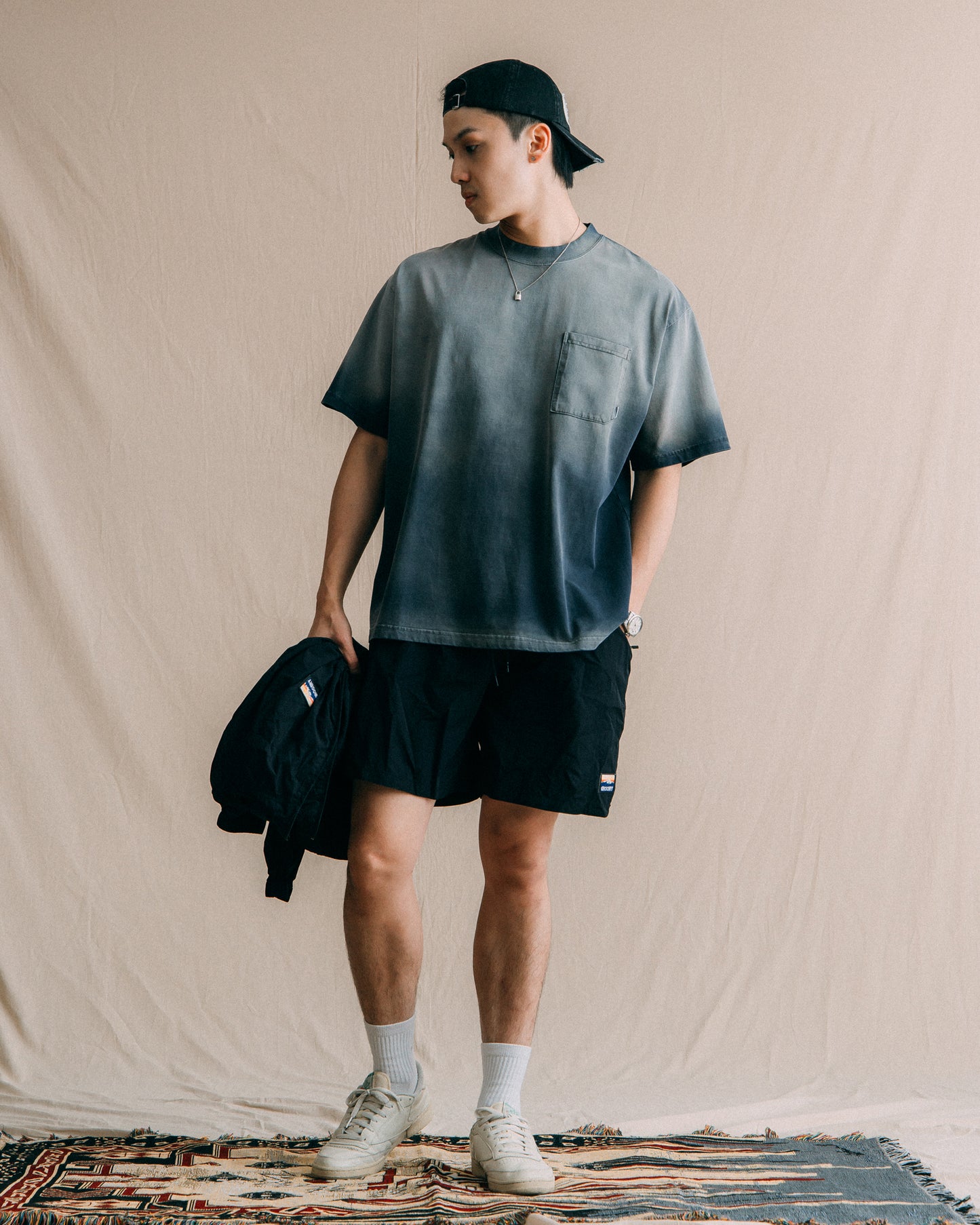 GROCERY WASHED POCKET INVOICE BOXY TEE/ SUN FADE NAVY