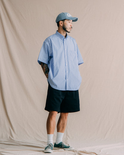 GROCERY POCKET SHORT SLEEVE MULTI STRIPE SHIRT/ BLUE