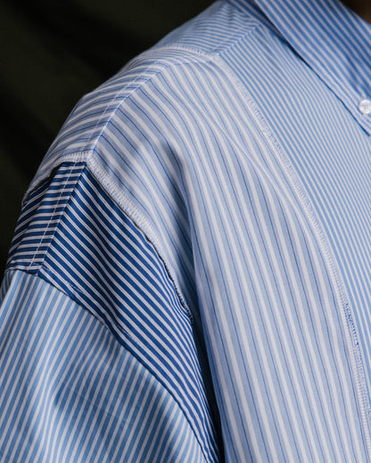 GROCERY MULTI STRIPE PANEL OVERSIZED SHIRT/ BLUE