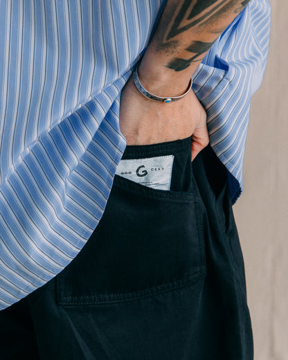 GROCERY WASHED DOUBLE POCKET DISTRESSED CHINO SHORTS/ BLACK