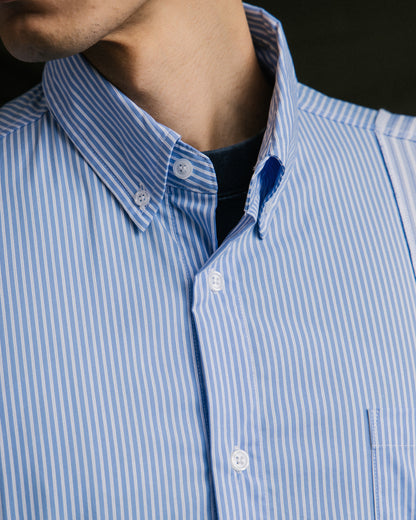GROCERY MULTI STRIPE PANEL OVERSIZED SHIRT/ BLUE