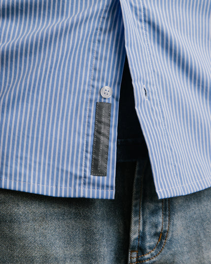 GROCERY MULTI STRIPE PANEL OVERSIZED SHIRT/ BLUE