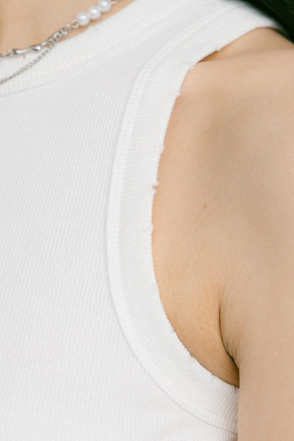 GROCERY WASHED RIBBED TANK TOP/ WHITE