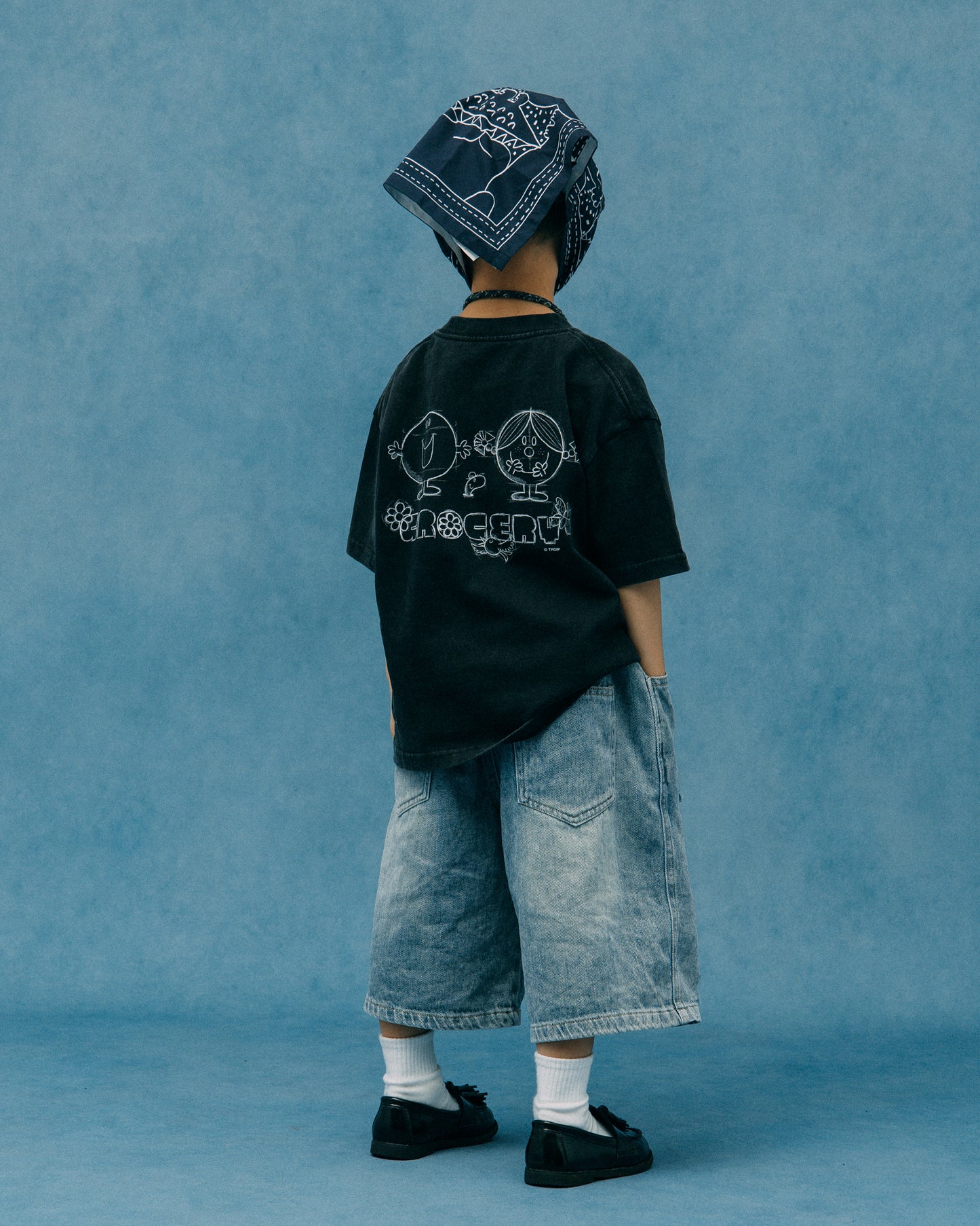 GROCERY X MR MEN STUDIO KIDS SKETCH GRAPHIC TEE/ WASHED BLACK