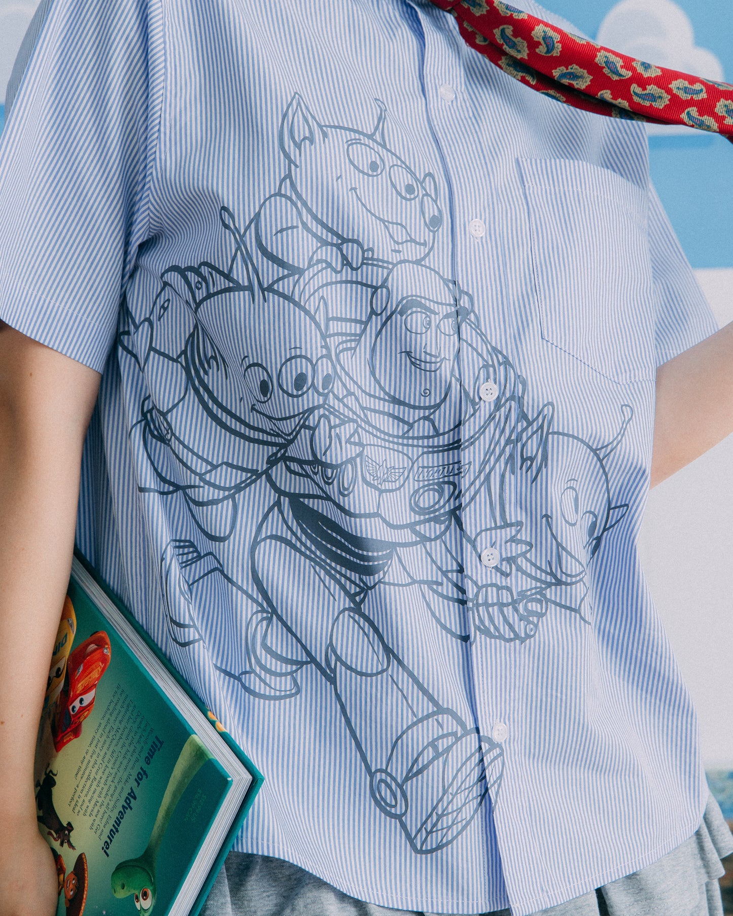 GROCERY | TARMAC | TOY STORY BUZZ & ALIENS STRIPE SHORT SLEEVE SHIRT/ BLUE