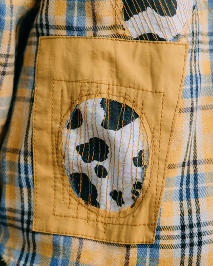 GROCERY | TARMAC | TOY STORY DESTROYED PATCHWORK CHECK SHIRT/ YELLOW