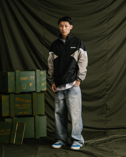 GROCERY NYLON PANEL HALF ZIP WINDBREAKER/ SAND