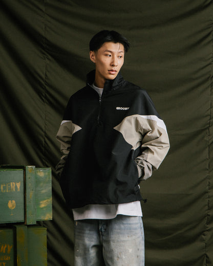 GROCERY NYLON PANEL HALF ZIP WINDBREAKER/ SAND