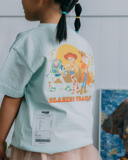 GROCERY | TARMAC | TOY STORY BLAZING TRAILS KIDS WASHED GRAPHIC POCKET TEE/ FADED TIFFANY BLUE