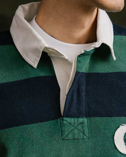 GROCERY PATCH LOGO LONG SLEEVE RUGBY SHIRT/ GREEN & NAVY