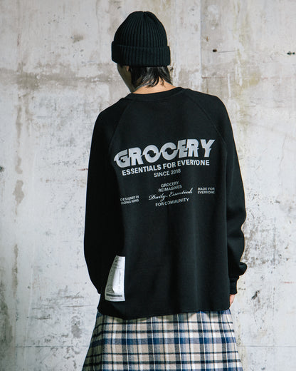GROCERY LOGO WAFFLE LONG TOP/ BLACK