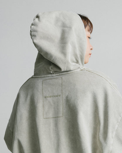 GROCERY BASIC WASHED ZIP UP HOODIE/ GREY OLIVE