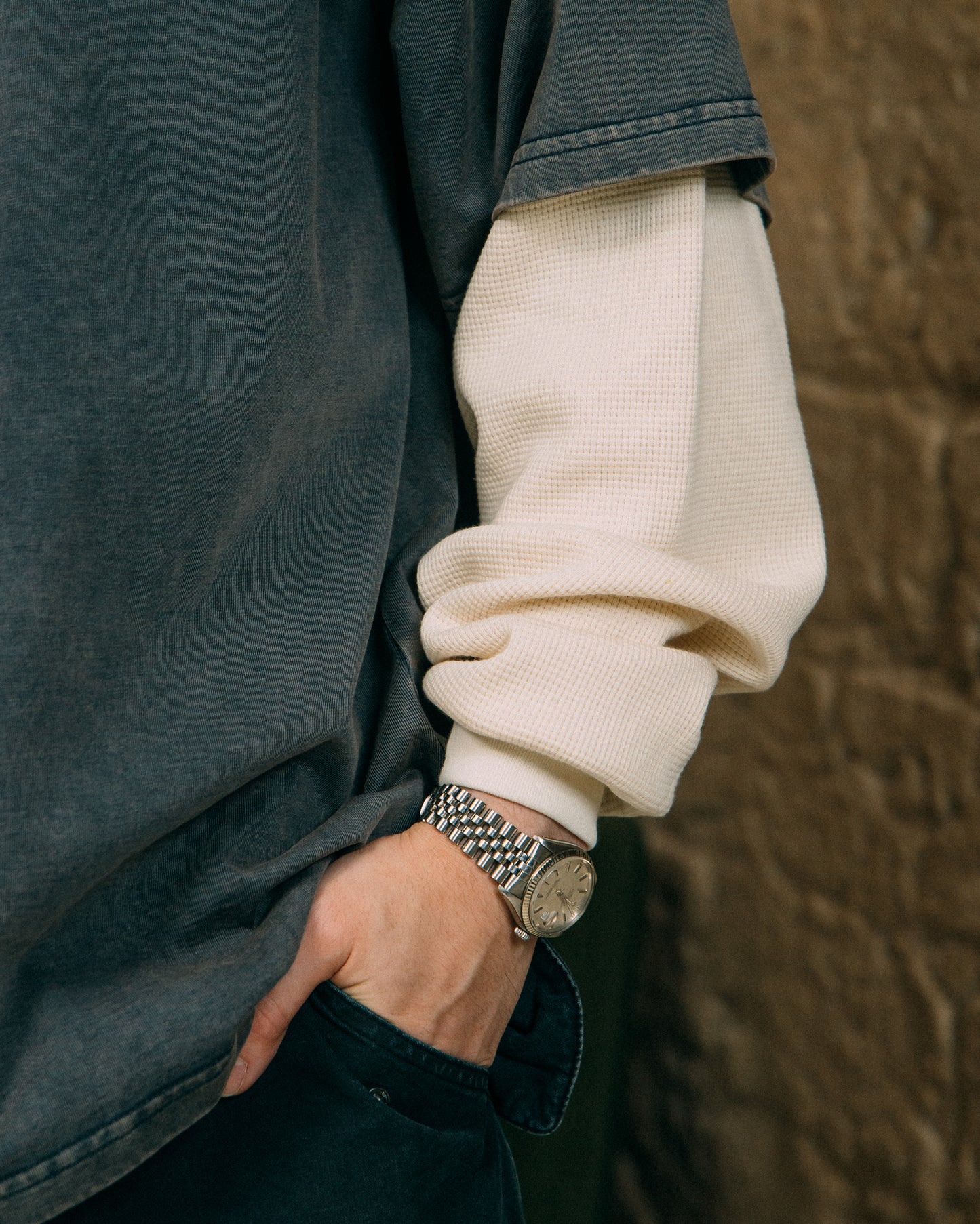 GROCERY WASHED LAYERED LONG TOP/ WASHED CHARCOAL