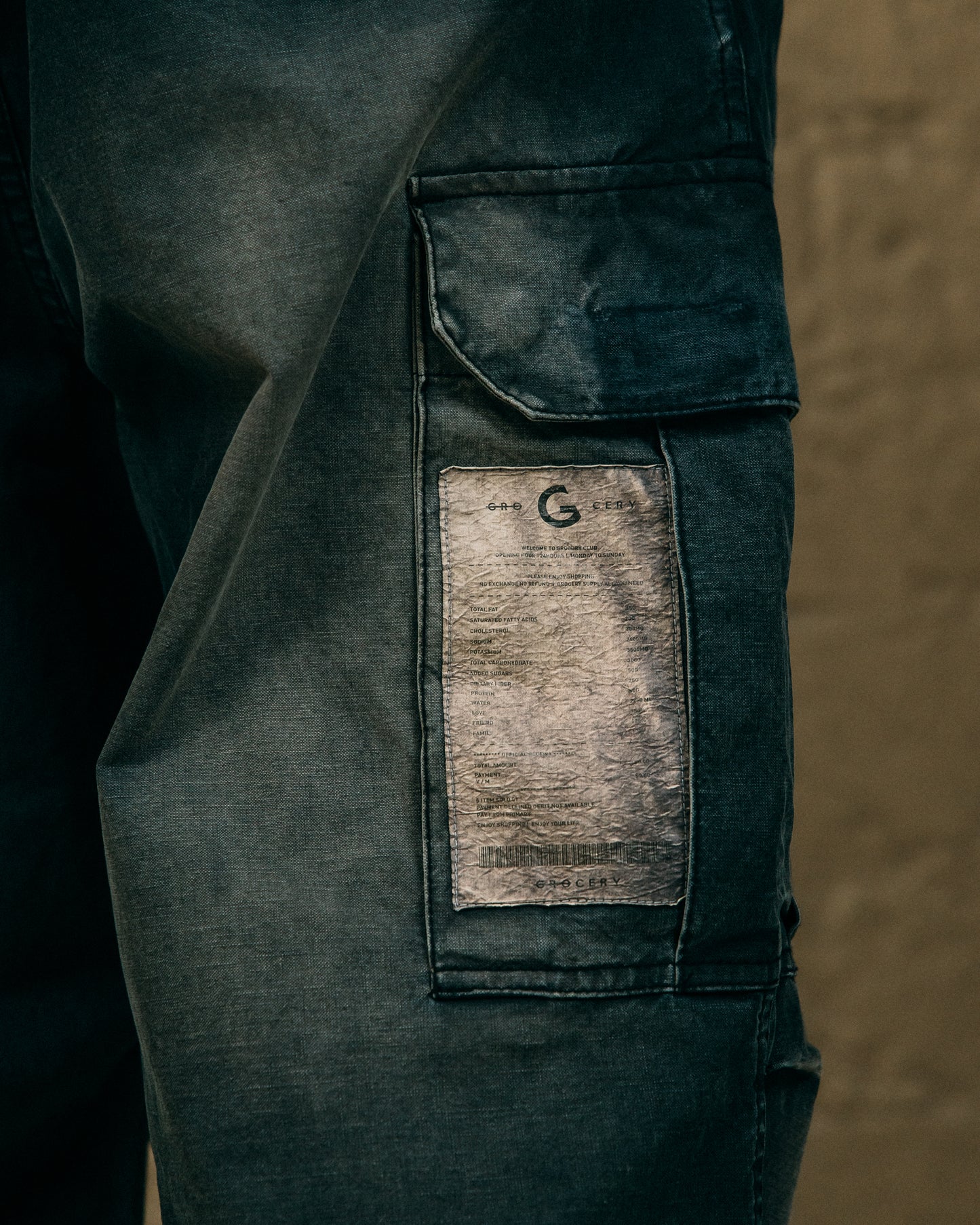 GROCERY WASHED WIDE CARGO PANTS/ FADED BLACK