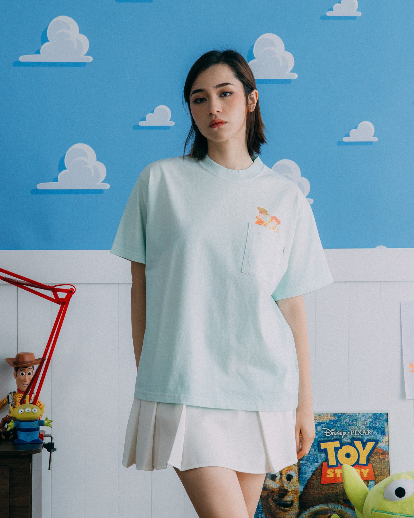 GROCERY | TARMAC | TOY STORY BLAZING TRAILS WASHED GRAPHIC POCKET BOXY TEE/ FADED TIFFANY BLUE