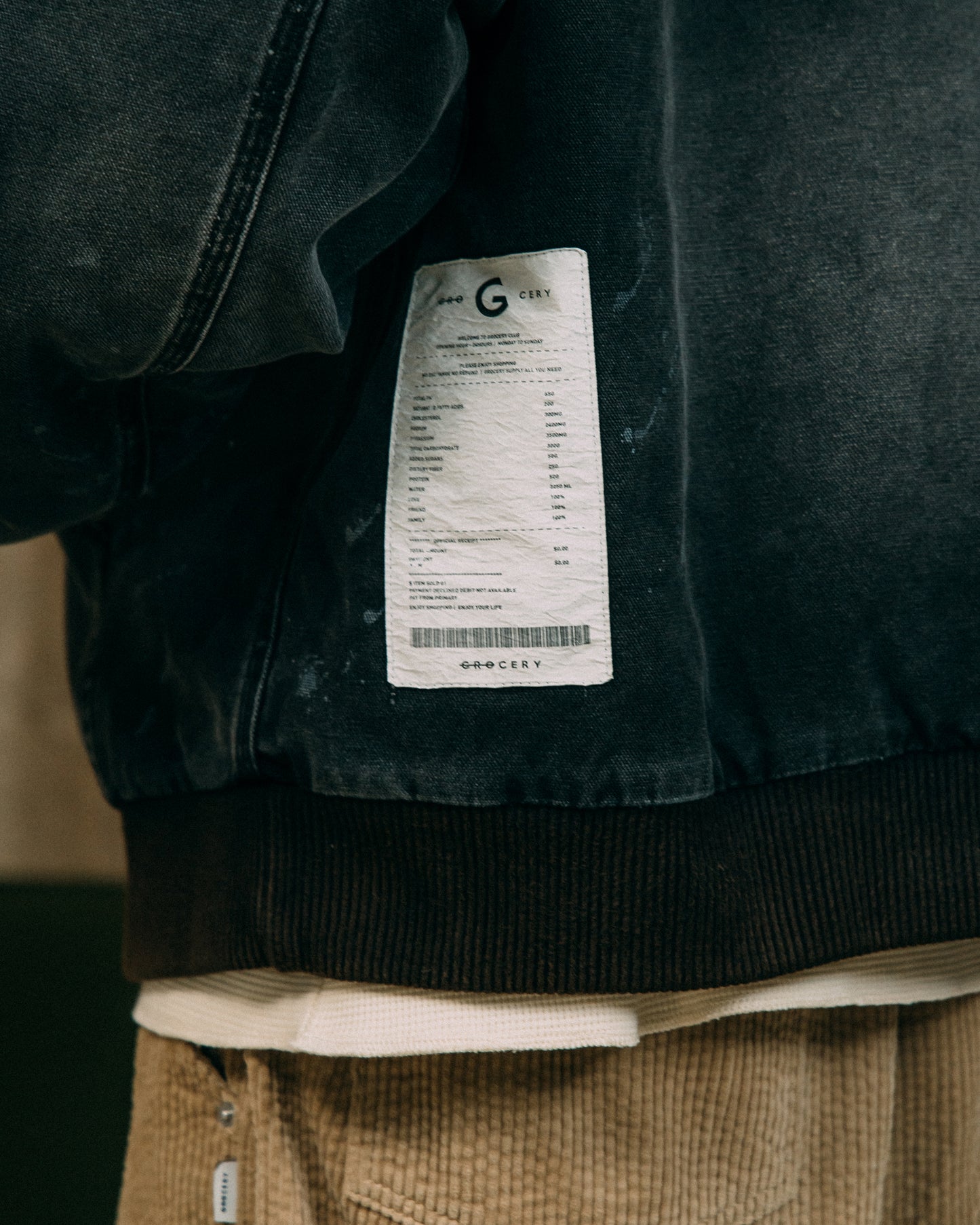 GROCERY WASHED CANVAS HOODED WORK JACKET/ FADED BLACK